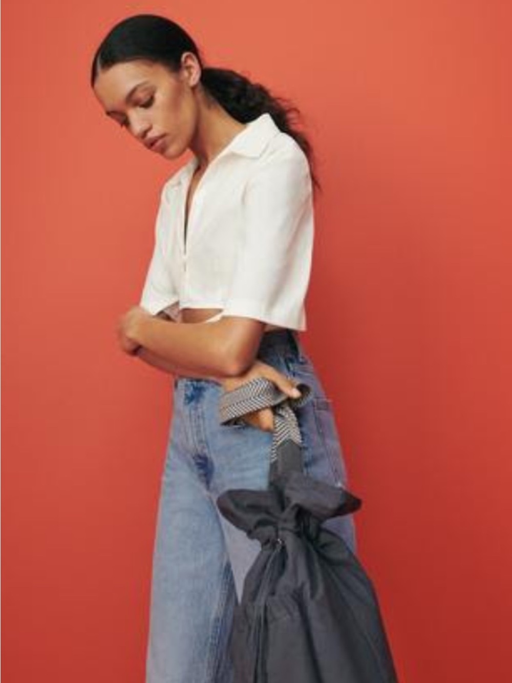 Zara FABRIC BUCKET BAG WITH POCKET